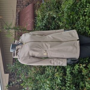 Via Spiga (Korea) Ladies Tan Hooded "Walker" Luxury Trench W/Gold Accents